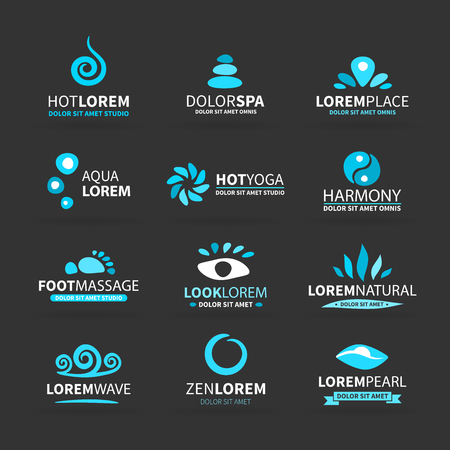 First big set of spa hot yoga zen massage  elements vector illustrationのイラスト素材