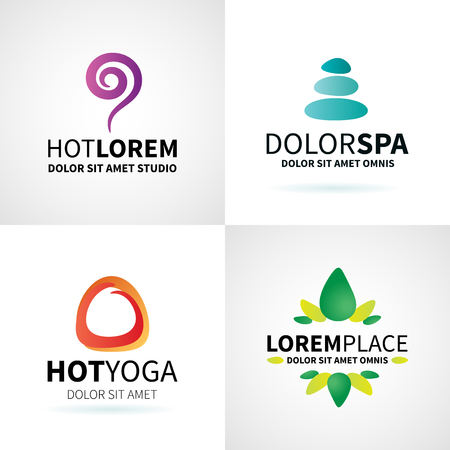 Set of natural spa yoga wellness meditation massage  elements vector illustrationのイラスト素材