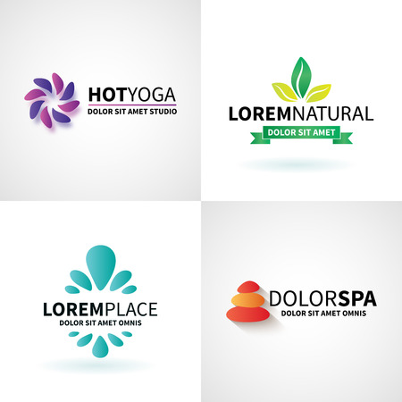 Set of natural spa yoga wellness meditation massage  elements vector illustrationのイラスト素材