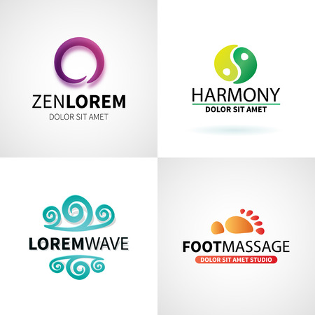 Set of natural spa yoga wellness meditation massage  elements vector illustrationのイラスト素材