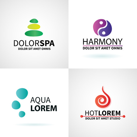 Set of natural spa yoga wellness meditation massage  elements vector illustrationのイラスト素材