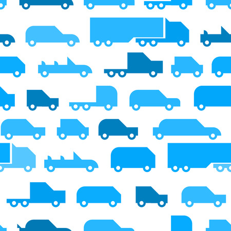 Flat with simple little cars vector seamless pattern textureのイラスト素材