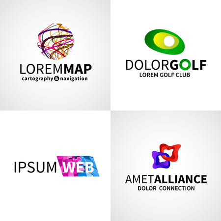 Set of modern colorful abstract web alliance golf map emblem vector design elements.のイラスト素材