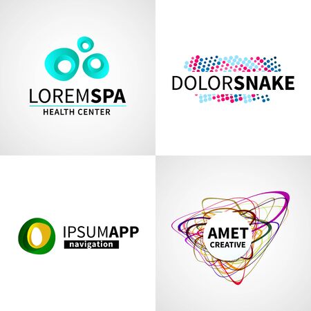 Set of modern creative colorful abstract spa health app emblem vector design elements.のイラスト素材