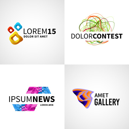 Set of modern colorful abstract news web contest gallery  emblem vector design elements.のイラスト素材