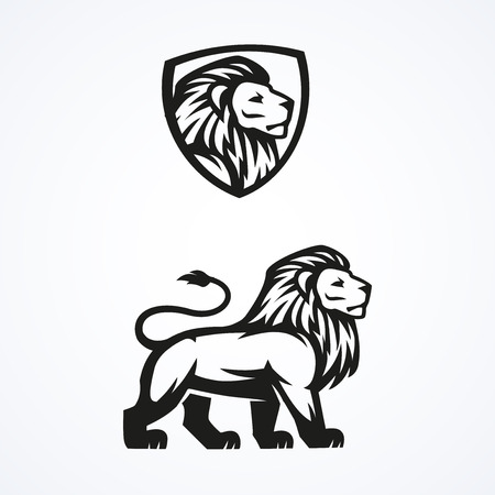 Lion logo sport mascot emblem vector design  illustrationのイラスト素材