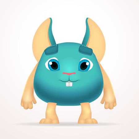 Big goofy mouse mutant character. Fun fat monster isolated on light background. Silly cartoon rabbit for kids design.のイラスト素材