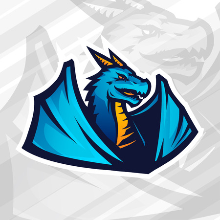 Dragon icon concept. Football or baseball mascot design. College league insignia, School teamのイラスト素材