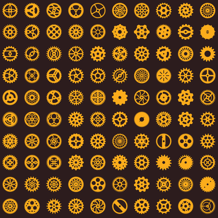 Creative steampunk seamless texture design. Clockwork gears vector infinite cogwheel pattern on backgroundのイラスト素材