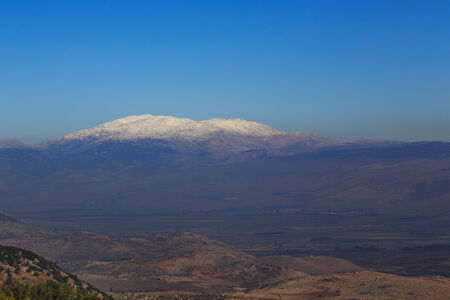 Snow mountain Hermon, Israelの写真素材