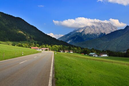 Small village in austrian alps. Beautiful mountains.の写真素材