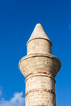 Bosnian mosque in National historical park Caesarea, Israel. On blue sky background.の写真素材