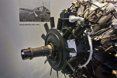 Munich, Germany - Augist 2014; BMW engine of Focke-Wilf 190 on display in BMW Museum.