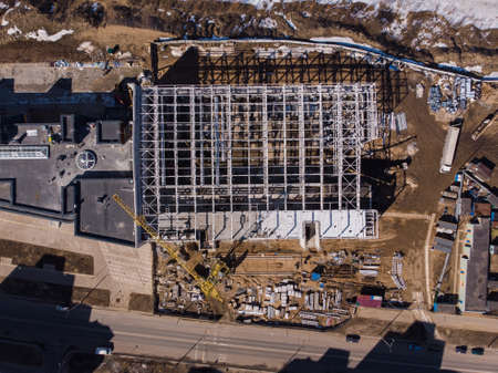 Aerial flight over a construction site. Aerial photographyの写真素材