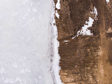 View from the height of the frozen river. Winter background concept.の写真素材