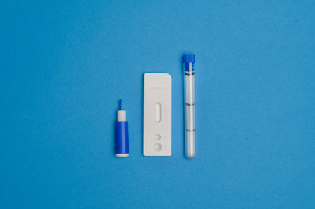 Medical express test for covid using antigenic technology to test antibodies to coronavirus,layout...