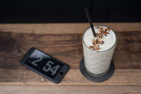 Milk Shake with Almond flakesの写真素材