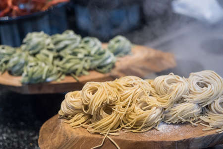 Egg Noodles on plateの写真素材