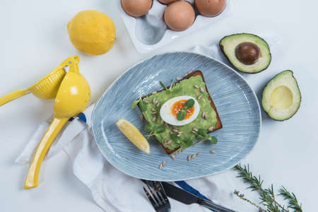 Avocado Paste on Breadの写真素材