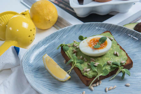 Avocado Paste on Breadの写真素材