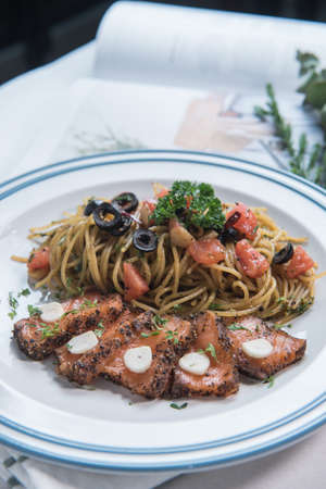 Spaghetti Salmonの写真素材