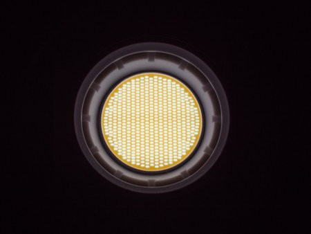 Close-up photo of a chip-on-board LED light with individual chips and diodes clearly visibleの写真素材