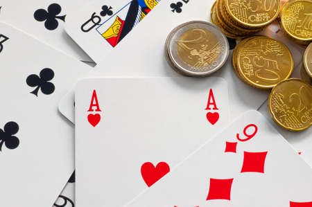 Playing cards with moneyの写真素材