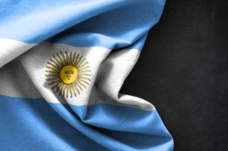 Flag of Argentina on blackboard backgroundの写真素材