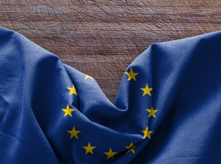 Flag of Europe on wood background