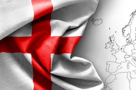 Flag of England on map backgroundの写真素材