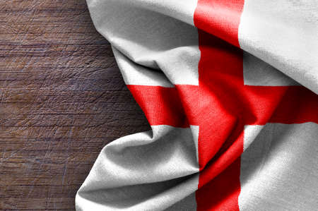 Flag of England on wood backgroundの写真素材