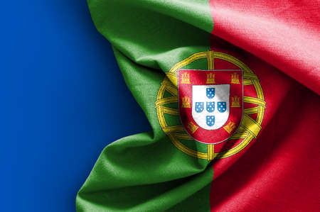 Flag of Portugal on blue background, 3D renderingの写真素材