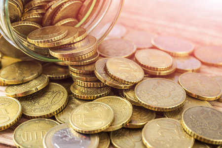 Jar with Coins Saving Concept