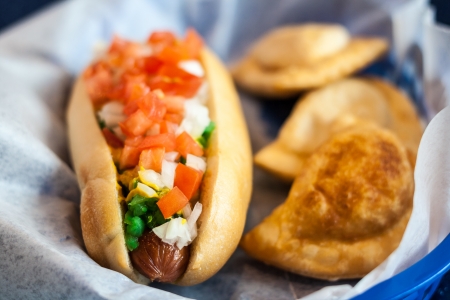Hotdog with pierogisの写真素材
