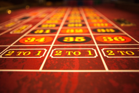 Roulette table with red feltの写真素材