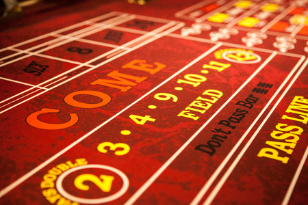 Craps table with red feltの写真素材