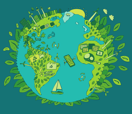 Eco Friendly, green energy concept, vector illustration, flat designのイラスト素材
