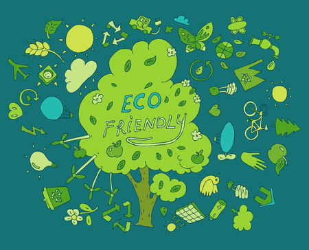 Eco Friendly, green energy concept, vector illustration, flat designのイラスト素材