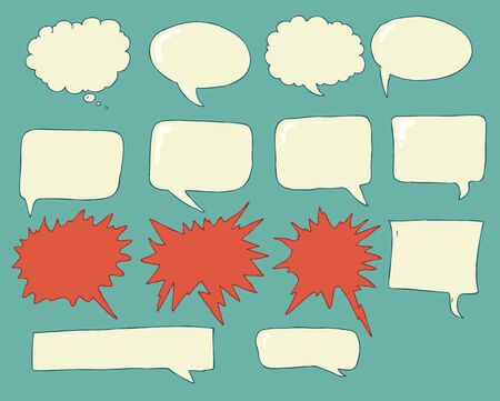 Speech bubbles voice bubble set vector hand drawing talk boxのイラスト素材