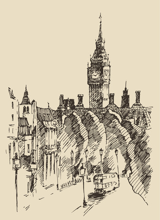 London England vintage engraved illustration hand drawn sketchのイラスト素材