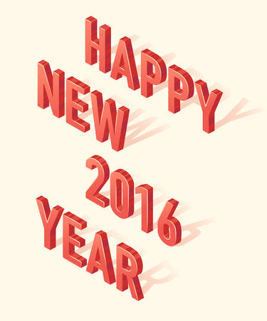 Beautiful realistic Happy New 2016 Year icon 3d design element Isometric vector illustrationのイラスト素材