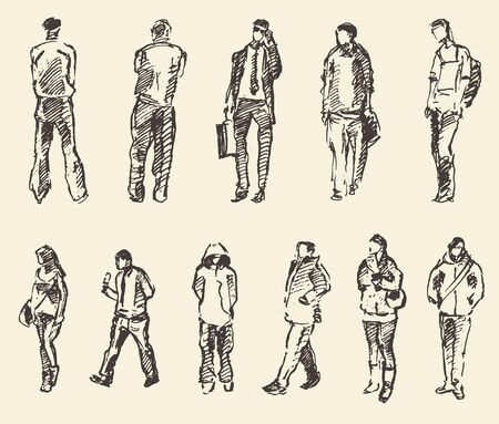 Sketch of people Illustration hand drawing drawのイラスト素材