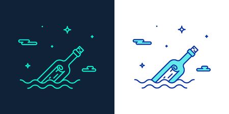 Vector icon of a bottle message, linear styleのイラスト素材