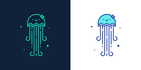 Linear style icon of a jellyfish symbolのイラスト素材