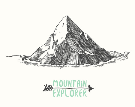 Sketch of a mountain, isolated, engraving styleのイラスト素材