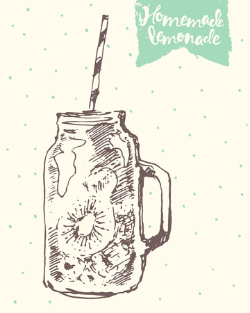 homemade lemonade, illustration, sketchのイラスト素材