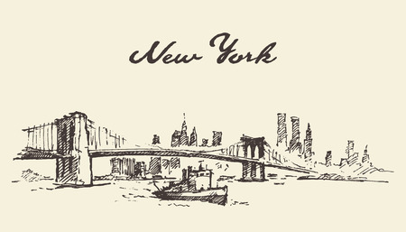 Manhattan bridge. New York United States.のイラスト素材