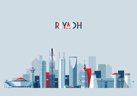 Riyadh skyline, illustration, flat design styleのイラスト素材