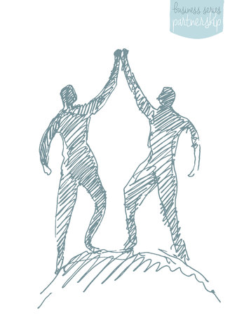 Drawn success teamwork partnership concept vectorのイラスト素材