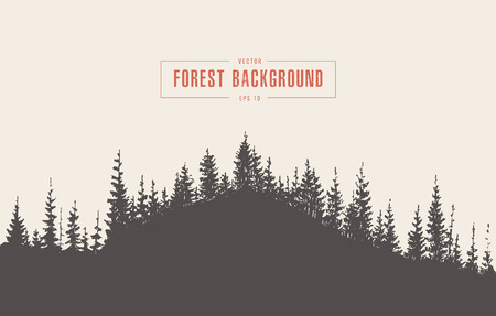 Pine forest background vector drawn sketchのイラスト素材